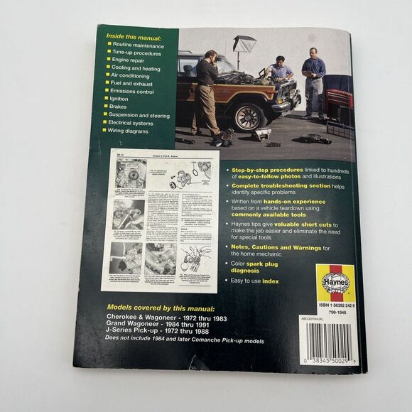 Jeep Wagoneer & Pick-up 1972 thru 1991: Haynes Repair Manual 50029 Cherokee J10 - Picture 3 of 7